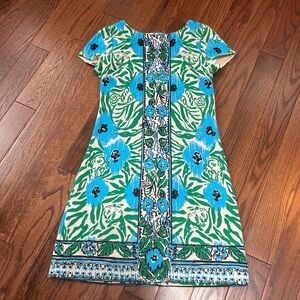 Lilly Pulitzer LAYTON Sz Sm Vtg Sea Oat I Katty Engineered Print Dress